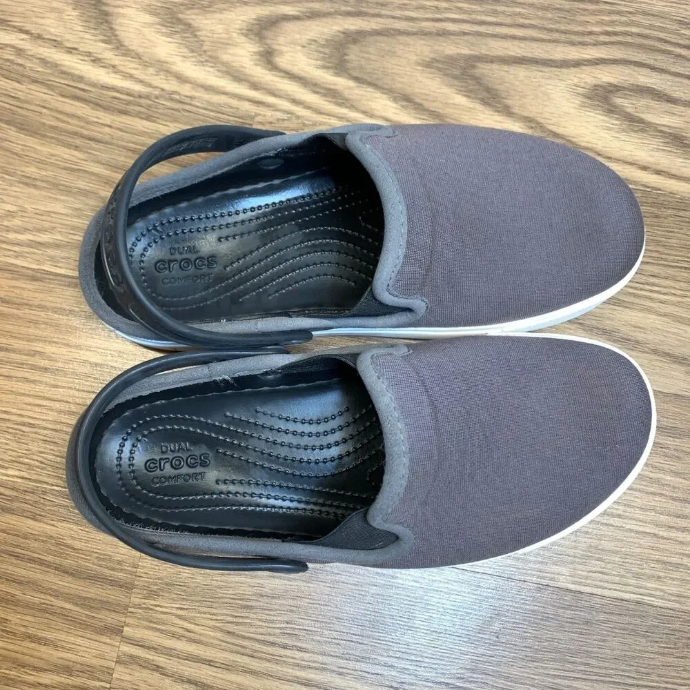 Crocs‎ Citilane Canvas Dual Comfort Clogs 202832 Gray Men's 5 Women’s 7 Slip On